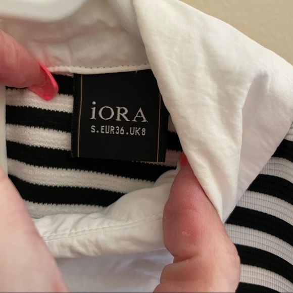IORA, Polo style tank top, black and white Strips, size S - Picture 4 of 4